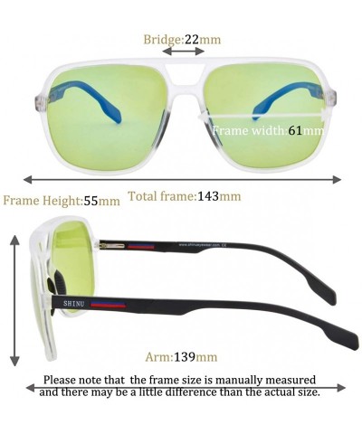 Rectangular Men Oversize Polarized Sunglasses UV400 Protection Sun Outdoor Eyeglasses - SH2002 - C2 - CB1938QGKC5 $18.37