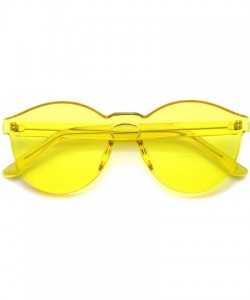 Wayfarer One Piece PC Lens Rimless Ultra-Bold Colorful Mono Block Sunglasses 60mm - Yellow - C612DXFOO43 $11.59