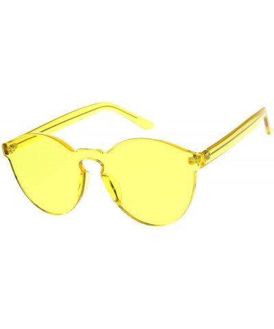 Wayfarer One Piece PC Lens Rimless Ultra-Bold Colorful Mono Block Sunglasses 60mm - Yellow - C612DXFOO43 $11.59