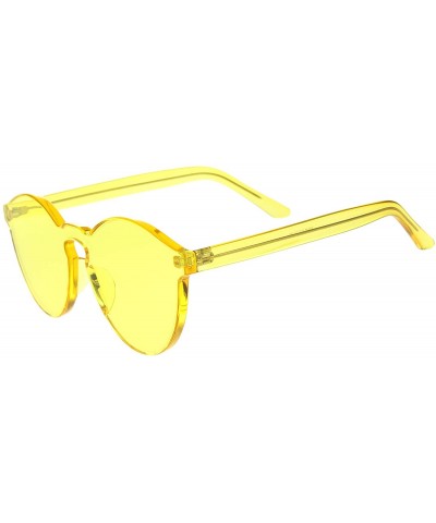 Wayfarer One Piece PC Lens Rimless Ultra-Bold Colorful Mono Block Sunglasses 60mm - Yellow - C612DXFOO43 $11.59