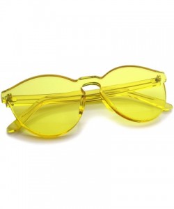 Wayfarer One Piece PC Lens Rimless Ultra-Bold Colorful Mono Block Sunglasses 60mm - Yellow - C612DXFOO43 $11.59