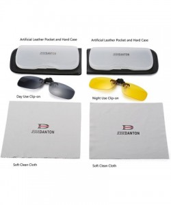 Goggle Polarized Clip-on Flip Up Metal Clip Rimless Sunglasses for Prescription Glasses - Black+yellow(day&night) - CJ17YHHZ8...