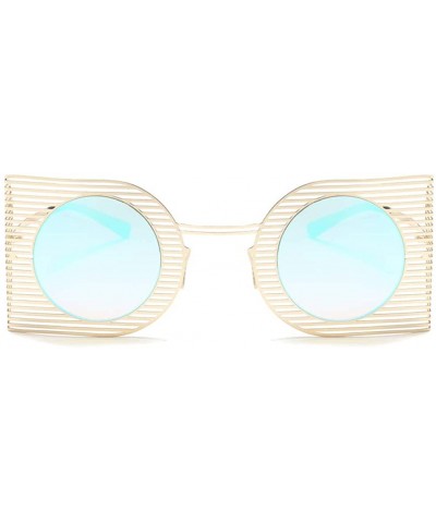 Square Fashion Vintage Round Lens Sunglasses Retro Square Metal Frame Sun glasses for Women 18415 - Goldblue - CC18A9ZIADQ $1...