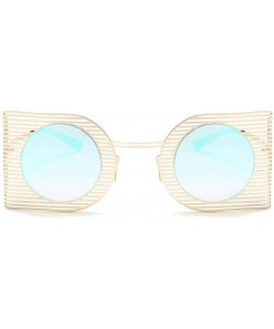 Square Fashion Vintage Round Lens Sunglasses Retro Square Metal Frame Sun glasses for Women 18415 - Goldblue - CC18A9ZIADQ $1...