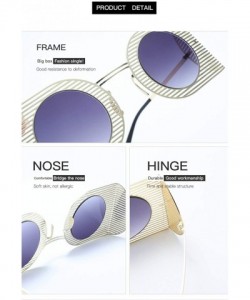 Square Fashion Vintage Round Lens Sunglasses Retro Square Metal Frame Sun glasses for Women 18415 - Goldblue - CC18A9ZIADQ $1...