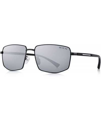 Oversized Mens Classic Sunglasses Male Polarized Rectangle Sun glasses For Men - Silver Mirror - CA18YKNQ79X $59.22