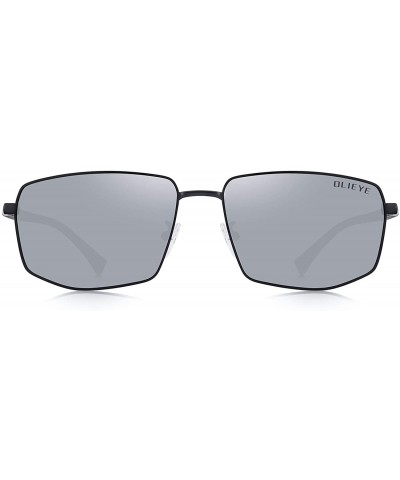 Oversized Mens Classic Sunglasses Male Polarized Rectangle Sun glasses For Men - Silver Mirror - CA18YKNQ79X $25.95