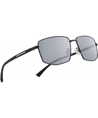 Oversized Mens Classic Sunglasses Male Polarized Rectangle Sun glasses For Men - Silver Mirror - CA18YKNQ79X $25.95