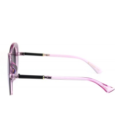 Oversized Womens Expose Lens Edge Panel Lens Round Luxury Butterfly Sunglasses - Pink Green Mirror - CD18QQ8C2CG $10.64