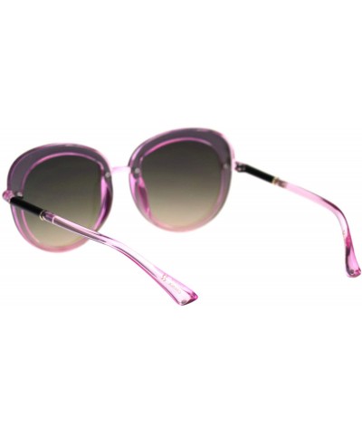 Oversized Womens Expose Lens Edge Panel Lens Round Luxury Butterfly Sunglasses - Pink Green Mirror - CD18QQ8C2CG $10.64