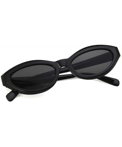 Oval Fashion New Lady Cat Glasses small Oval Full Frame Stylish Unisex UV400 Sunglasses - Black - CG18QKUA3W7 $23.50