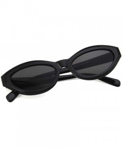 Oval Fashion New Lady Cat Glasses small Oval Full Frame Stylish Unisex UV400 Sunglasses - Black - CG18QKUA3W7 $9.77