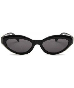 Oval Fashion New Lady Cat Glasses small Oval Full Frame Stylish Unisex UV400 Sunglasses - Black - CG18QKUA3W7 $9.77