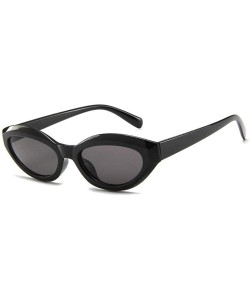 Oval Fashion New Lady Cat Glasses small Oval Full Frame Stylish Unisex UV400 Sunglasses - Black - CG18QKUA3W7 $9.77