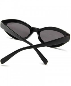 Oval Fashion New Lady Cat Glasses small Oval Full Frame Stylish Unisex UV400 Sunglasses - Black - CG18QKUA3W7 $9.77