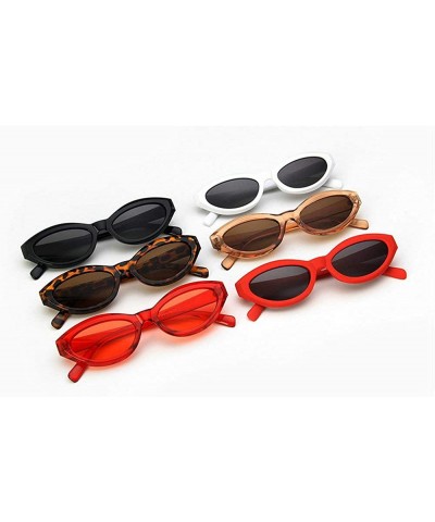 Oval Fashion New Lady Cat Glasses small Oval Full Frame Stylish Unisex UV400 Sunglasses - Black - CG18QKUA3W7 $9.77