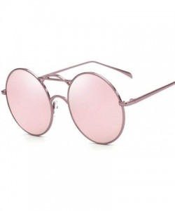 Round Round Metallic Sunglasses for Women and Men UV400 - C4 Pink Frame Pink - CD19806ZQNY $11.72