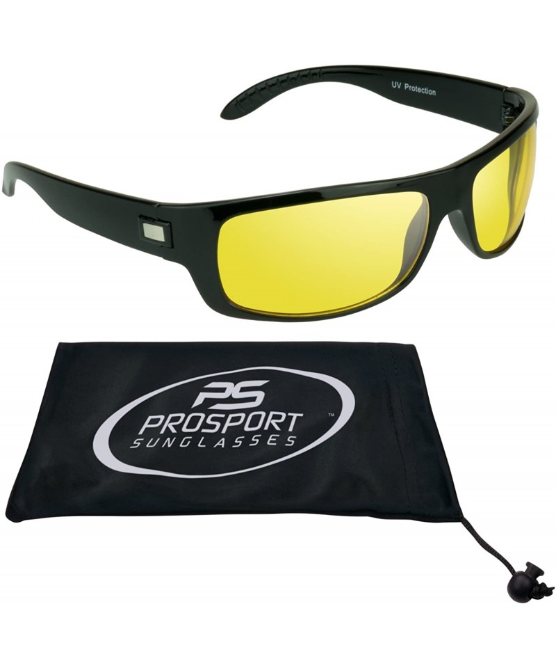 Wrap Night Vision Yellow Sunglasses - Jet Black - CR11F0K3E55 $14.46