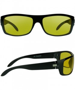 Wrap Night Vision Yellow Sunglasses - Jet Black - CR11F0K3E55 $14.46