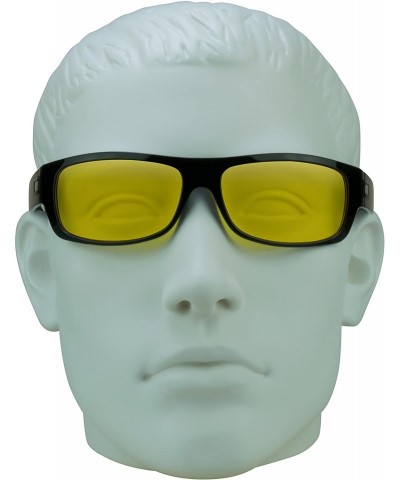 Wrap Night Vision Yellow Sunglasses - Jet Black - CR11F0K3E55 $14.46