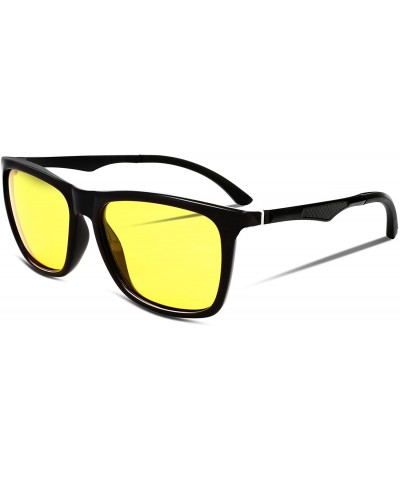 Square Night Vision Driving Glasses Mens Polarized Anti-Glare Eyewear B2293 - 1 Black - CD180M4685U $27.02