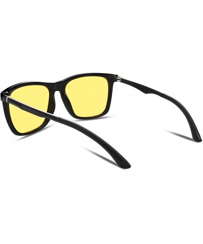 Square Night Vision Driving Glasses Mens Polarized Anti-Glare Eyewear B2293 - 1 Black - CD180M4685U $13.70