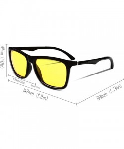 Square Night Vision Driving Glasses Mens Polarized Anti-Glare Eyewear B2293 - 1 Black - CD180M4685U $13.70