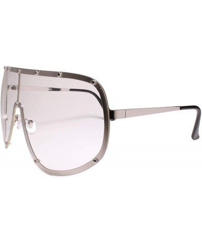 Aviator Oversized Exaggerated XXL Wrap Swag Hip Hop Party Clear Lens Glasses - Silver - CS18Z0KOQNC $12.00
