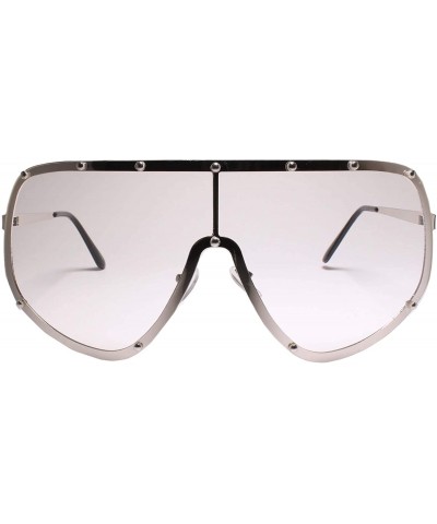 Aviator Oversized Exaggerated XXL Wrap Swag Hip Hop Party Clear Lens Glasses - Silver - CS18Z0KOQNC $12.00