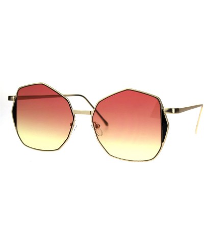 Butterfly Womens Oceanic Gradient Octagon Retro Hippie Butterfly Sunglasses - Gold Red Yellow - C21864YZDG0 $9.26