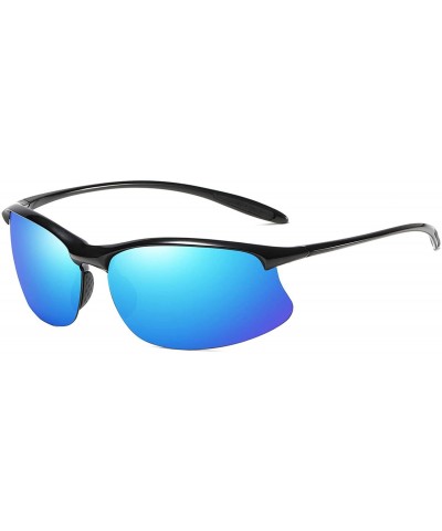 Semi-rimless Polarized Sports Sunglasses Men Outdoor Running Riding TR Frame Sunglasses B2484 - Blue - C618OOHUYIM $12.05
