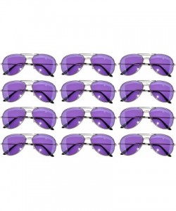 Oval 12 Pirs Wholesale Classic Aviator Style Sunglasses Colored Metal Colored Lens - 12_pairs_silver_frame_purple - CA18CD72C...