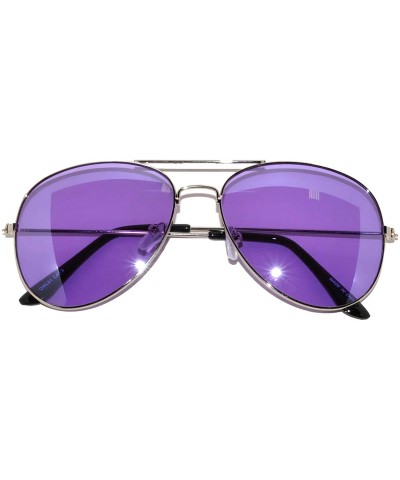 Oval 12 Pirs Wholesale Classic Aviator Style Sunglasses Colored Metal Colored Lens - 12_pairs_silver_frame_purple - CA18CD72C...