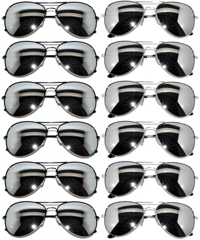 Aviator Stylish Aviator Eyeglasses Metal Gold Silver Black Frame Colored Mirror Lens 12 Pack - CM127CTZHBZ $54.93