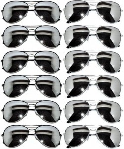 Aviator Stylish Aviator Eyeglasses Metal Gold Silver Black Frame Colored Mirror Lens 12 Pack - CM127CTZHBZ $21.97