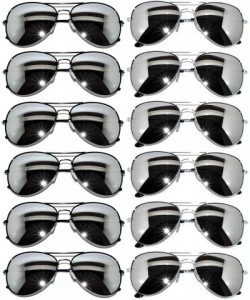 Aviator Stylish Aviator Eyeglasses Metal Gold Silver Black Frame Colored Mirror Lens 12 Pack - CM127CTZHBZ $21.97