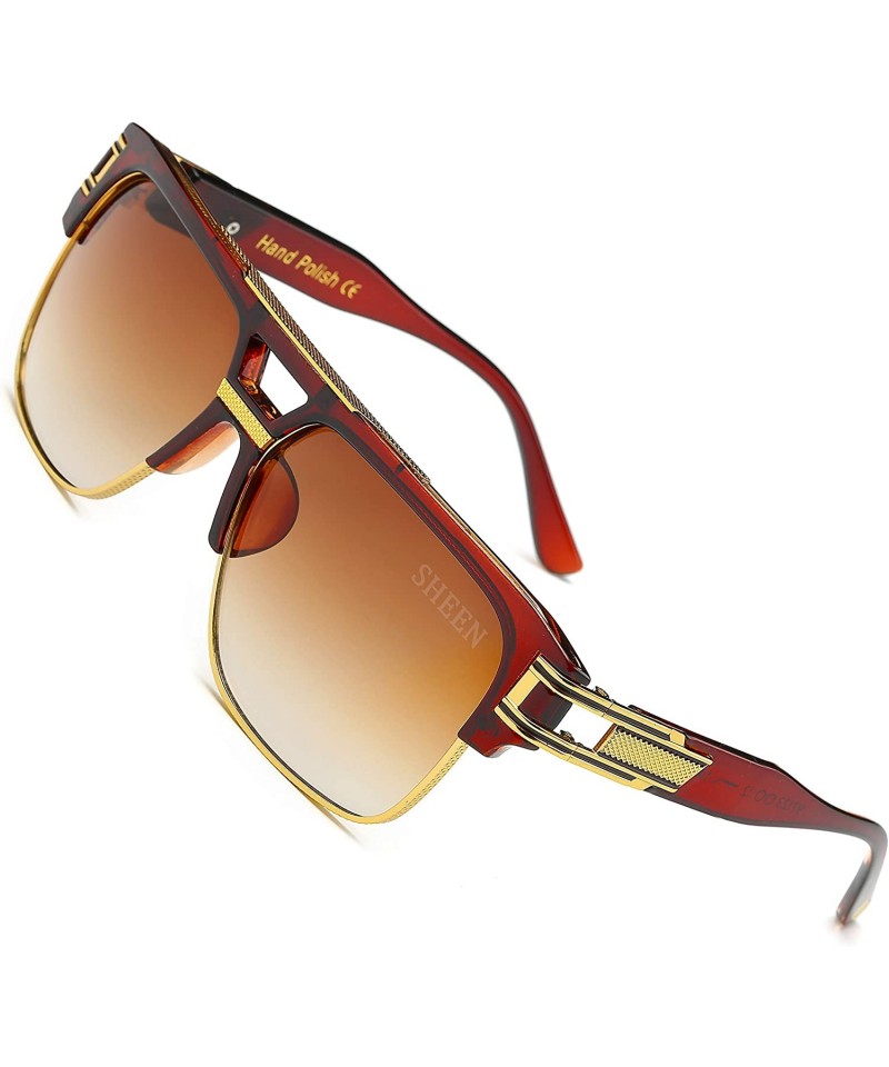 Rimless Square Designer Aviator Large Sunglasses - Brown - CH185U9YSDG $17.20