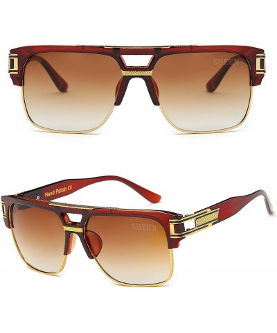 Rimless Square Designer Aviator Large Sunglasses - Brown - CH185U9YSDG $17.20