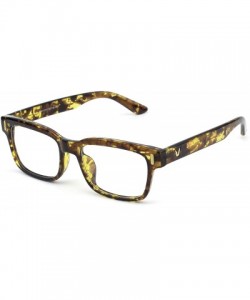 Rectangular Modern Fashion Rectangular Thick Frame Clear Lens Glasses - Brown Yellow - CJ17Z3DTOGD $8.98