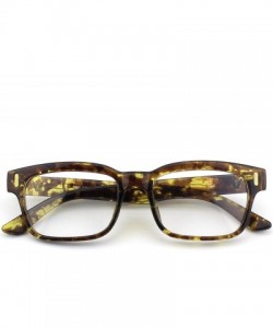 Rectangular Modern Fashion Rectangular Thick Frame Clear Lens Glasses - Brown Yellow - CJ17Z3DTOGD $8.98