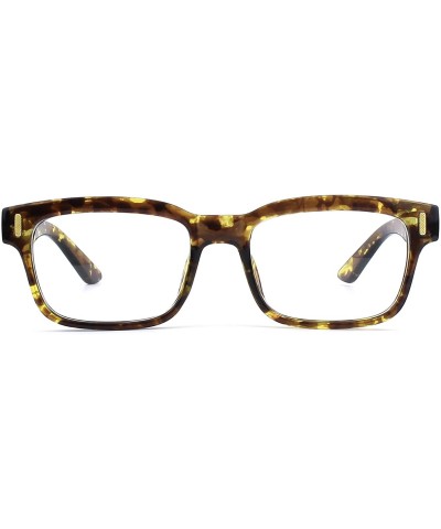 Rectangular Modern Fashion Rectangular Thick Frame Clear Lens Glasses - Brown Yellow - CJ17Z3DTOGD $8.98