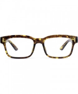 Rectangular Modern Fashion Rectangular Thick Frame Clear Lens Glasses - Brown Yellow - CJ17Z3DTOGD $8.98