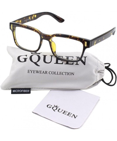 Rectangular Modern Fashion Rectangular Thick Frame Clear Lens Glasses - Brown Yellow - CJ17Z3DTOGD $8.98