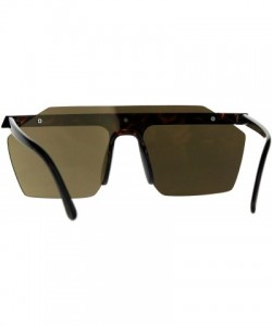 Square Mirrored Lens Sunglasses Minimal Flat Top Rim Square Exposed Lens Unisex - Tortoise (Gold Mirror) - C8180ZAD8WQ $10.87