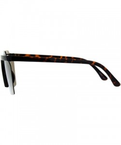 Square Mirrored Lens Sunglasses Minimal Flat Top Rim Square Exposed Lens Unisex - Tortoise (Gold Mirror) - C8180ZAD8WQ $10.87