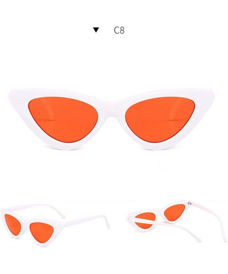 Cat Eye 2019 New Fashion Sexy Ladies Cat Eye Sunglasses Women Brand Black Clear Blue - White Clear Red - CG18XNGI4WO $14.21