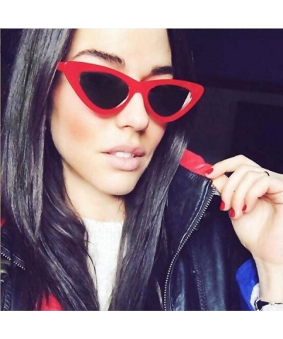 Cat Eye 2019 New Fashion Sexy Ladies Cat Eye Sunglasses Women Brand Black Clear Blue - White Clear Red - CG18XNGI4WO $14.21