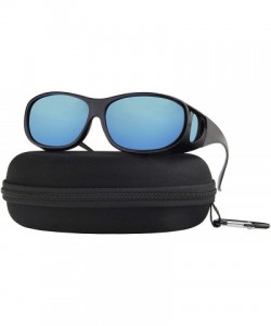 Wrap Sunglasses Polarized Prescription Eyeglasses Fitover - Blue Mirror Lens - CX18OAZ475W $8.11