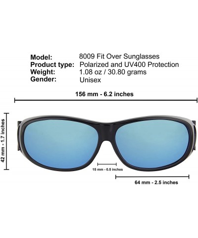 Wrap Sunglasses Polarized Prescription Eyeglasses Fitover - Blue Mirror Lens - CX18OAZ475W $8.11