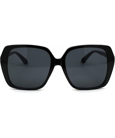 Oversized Womens Classic 90s Oversize Rectangular Butterfly Plastic Sunglasses - All Black - CI18YTMXSQ7 $10.04